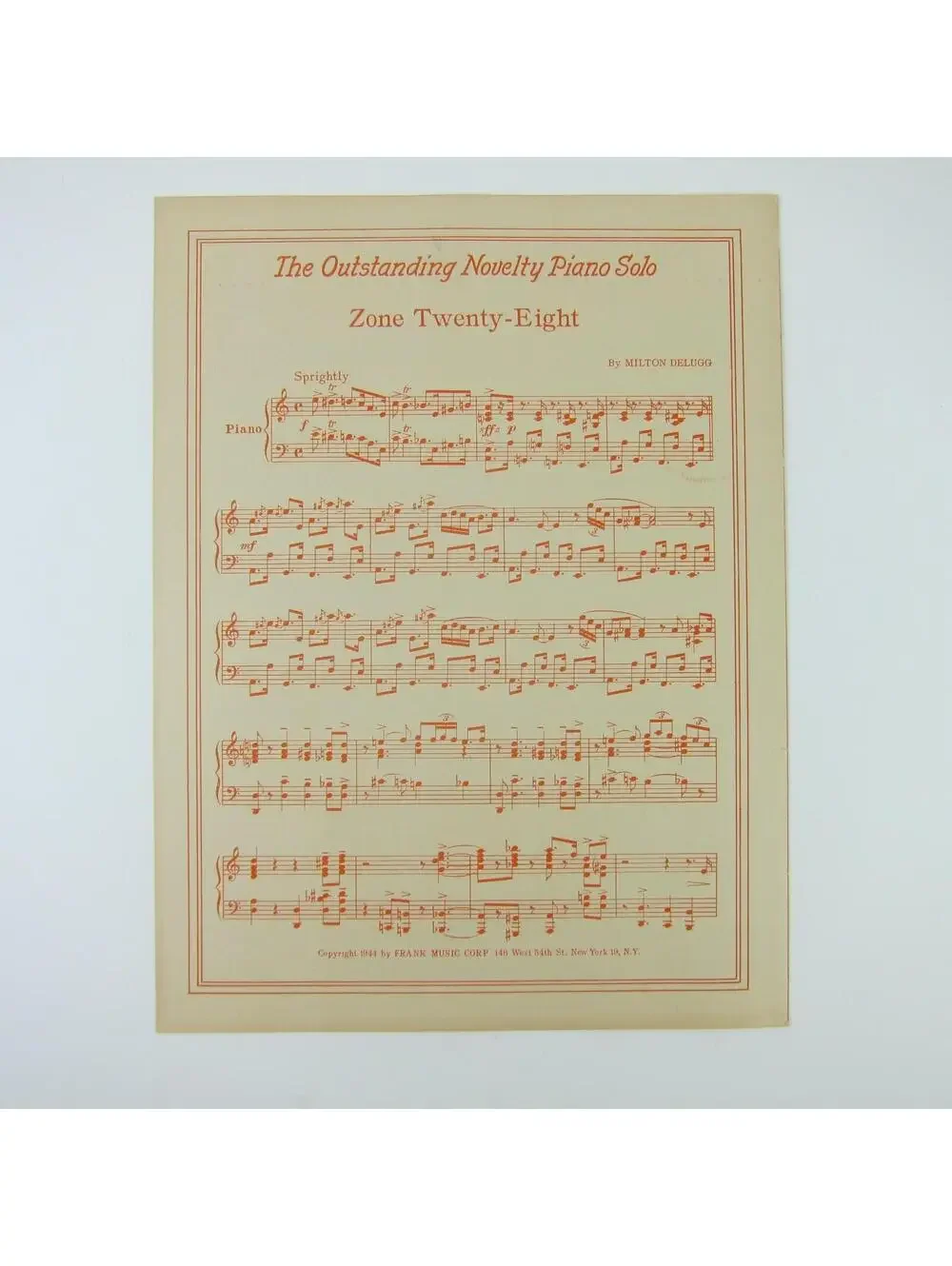 Sheet Music Orange Colored Sky Milton Delugg Willie Stein Jazz Song Vintage 1950